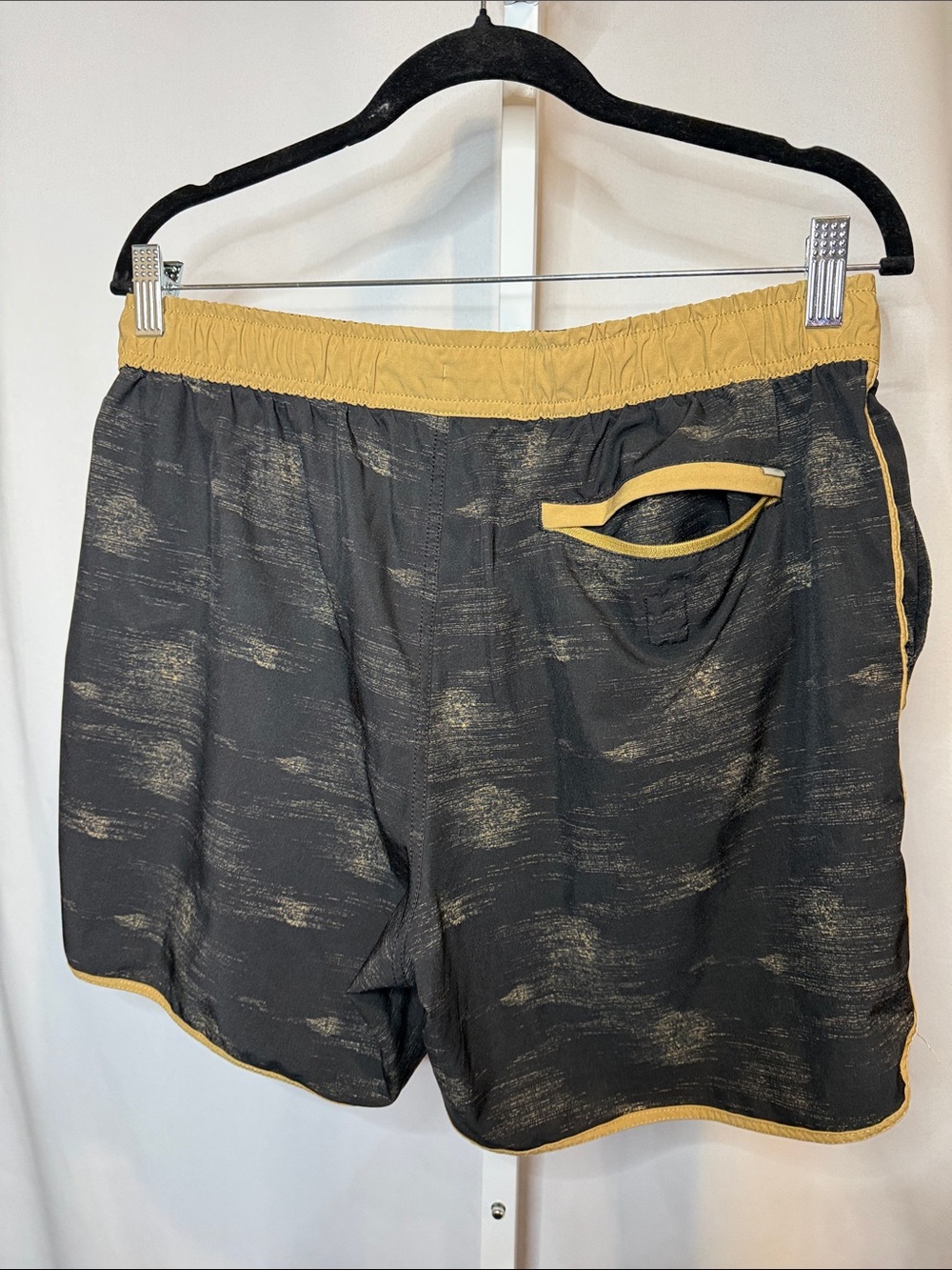 Vuori Black Shorts with Mustard Waistband and White Drawstring - Picture 8 of 8